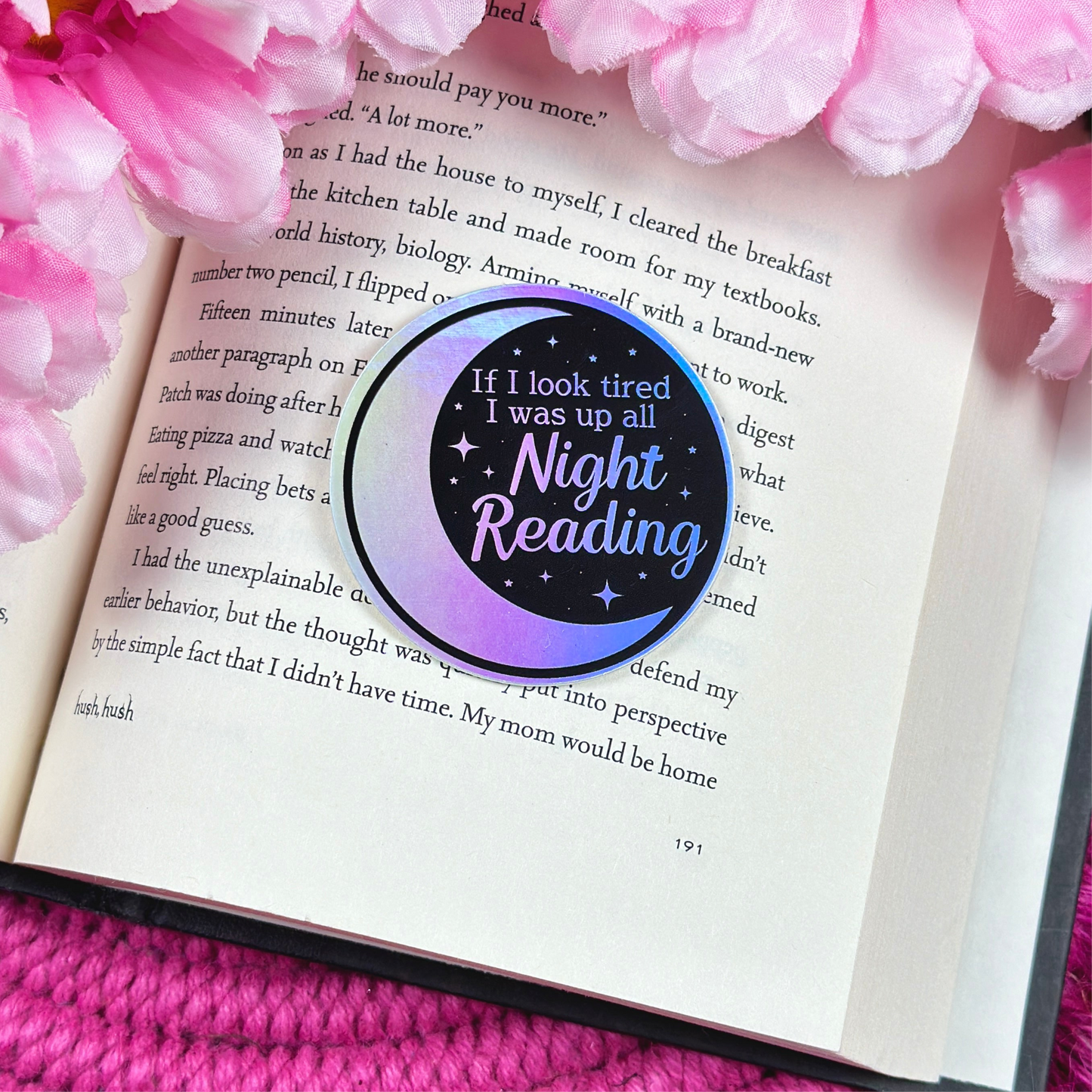 Late Night Reader Holographic Vinyl Sticker