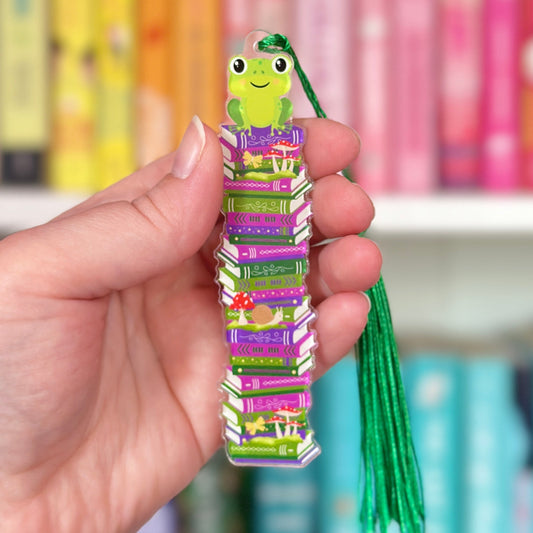 Frog Bookstack Acrylic Bookmark