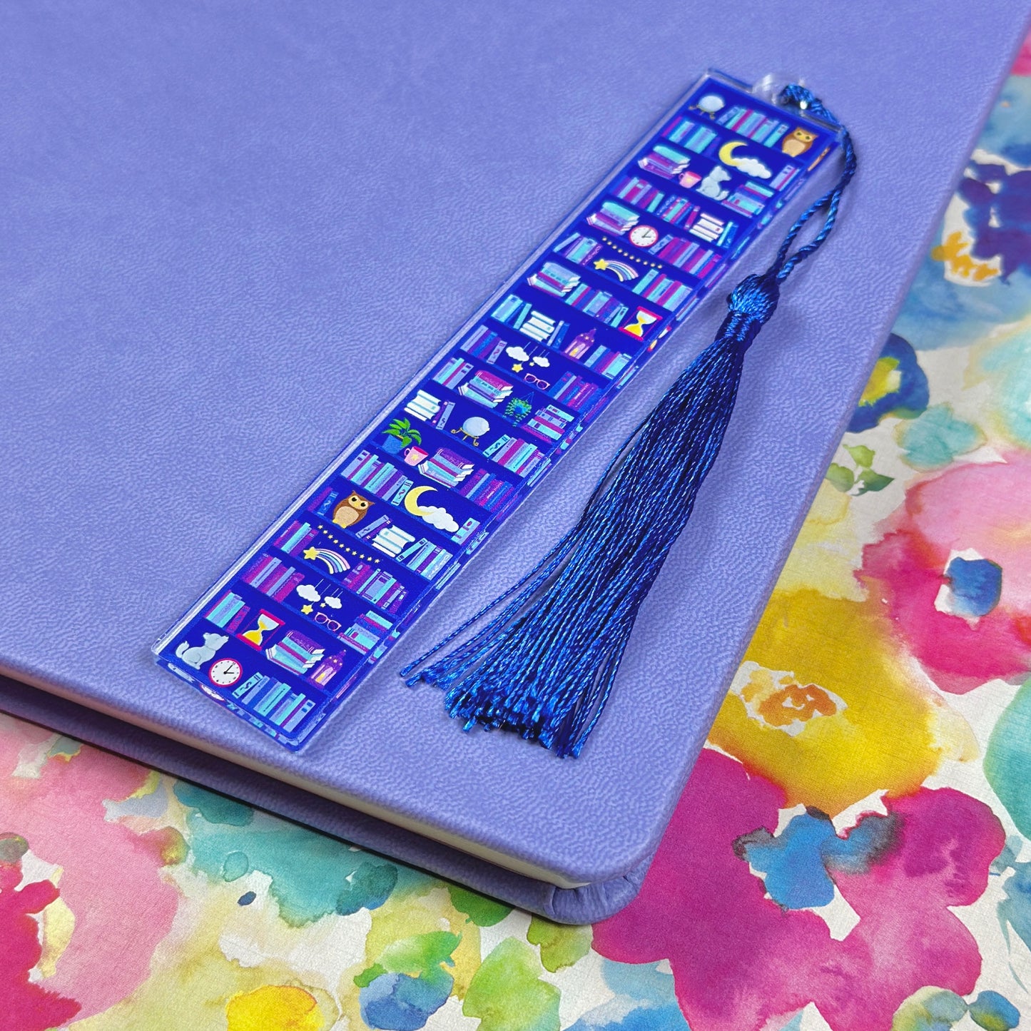 Late Night Reader Book Shelves Acrylic Bookmark