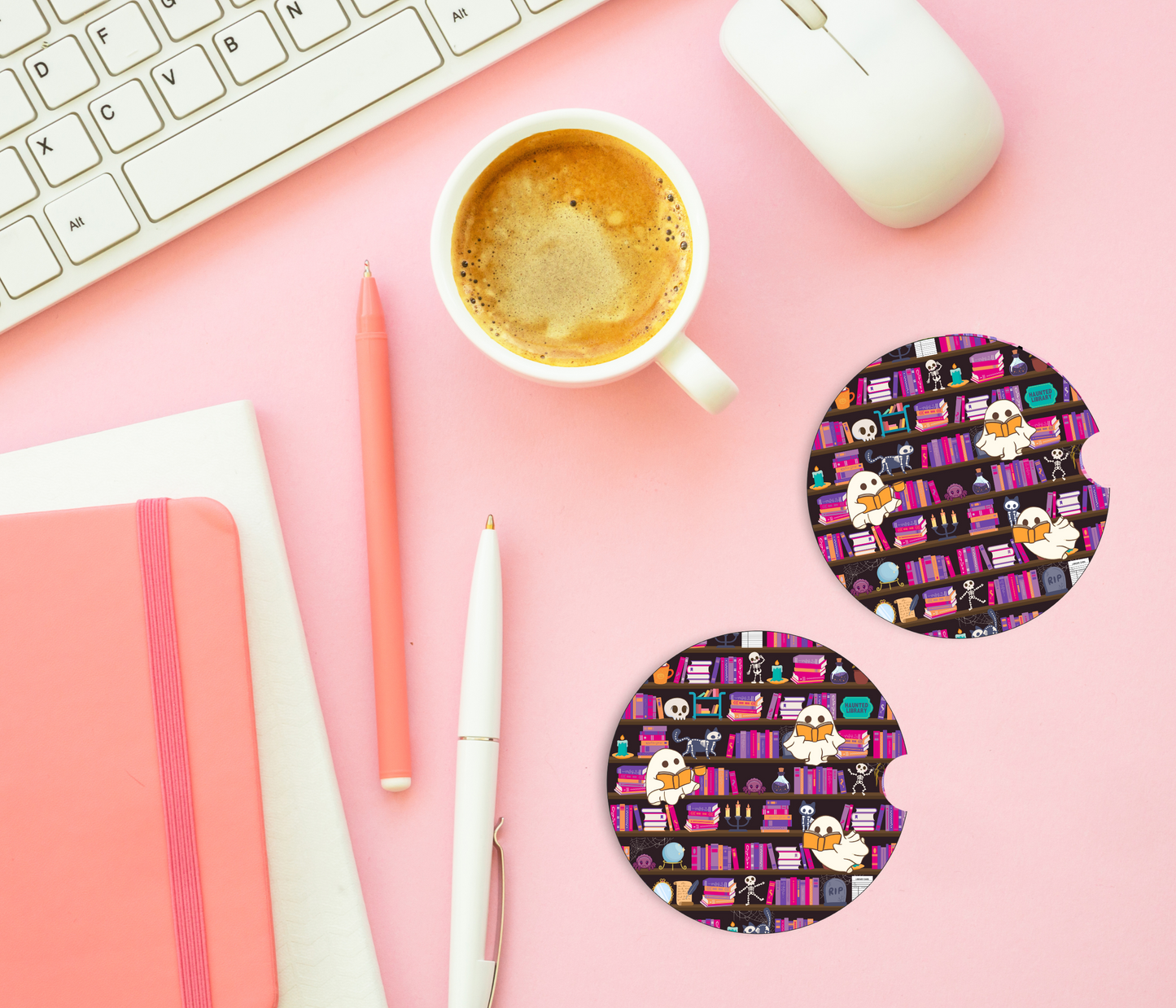 PREORDER: Haunted Library Car Coaster Set