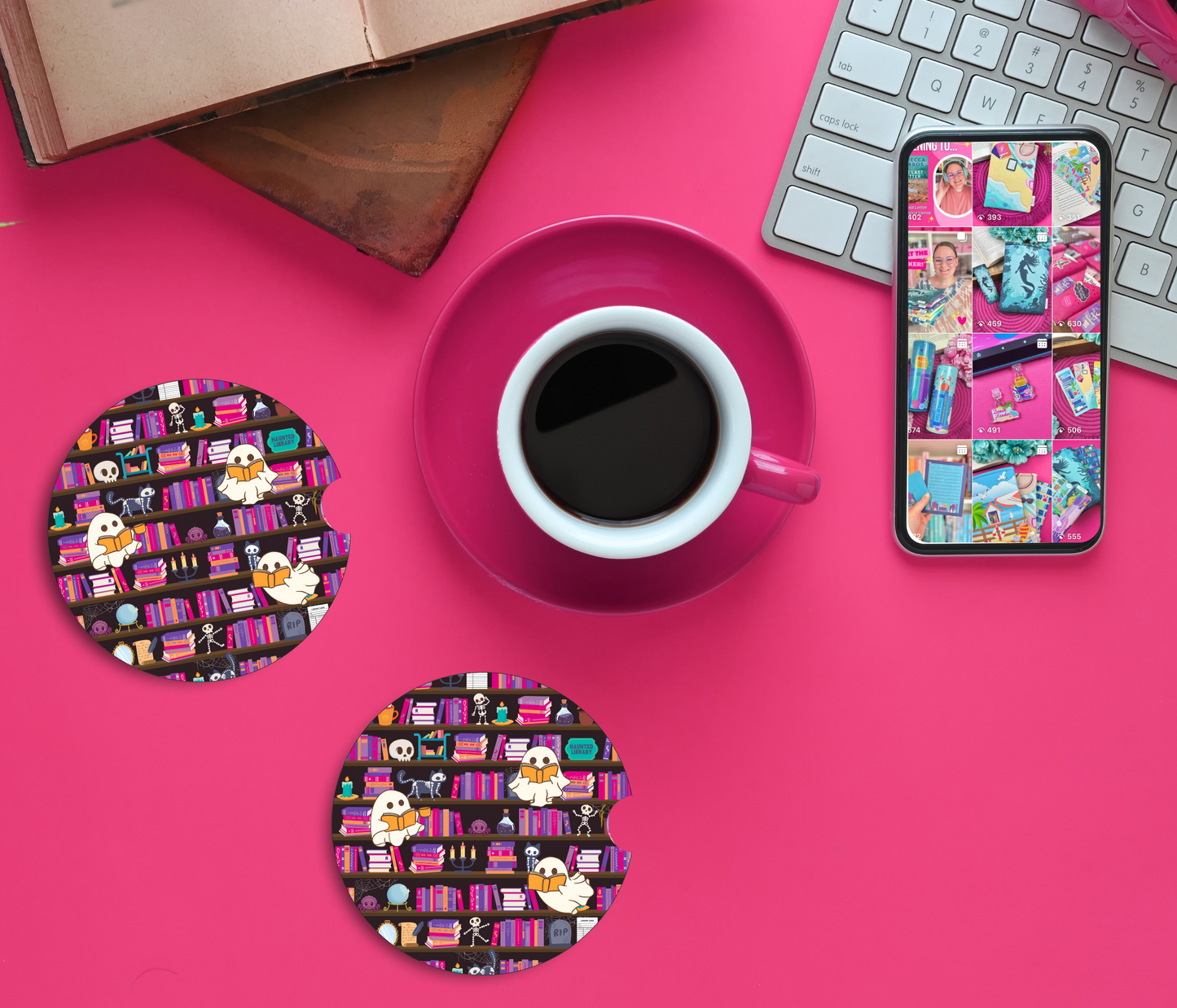 PREORDER: Haunted Library Car Coaster Set