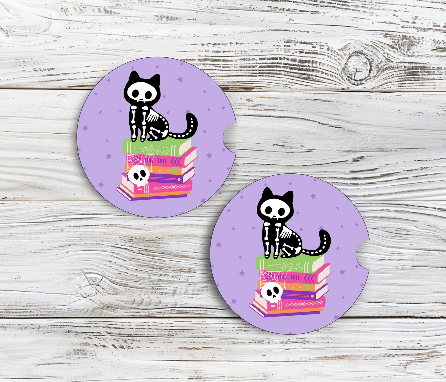 PREORDER: Skeleton Cat Car Coaster Set