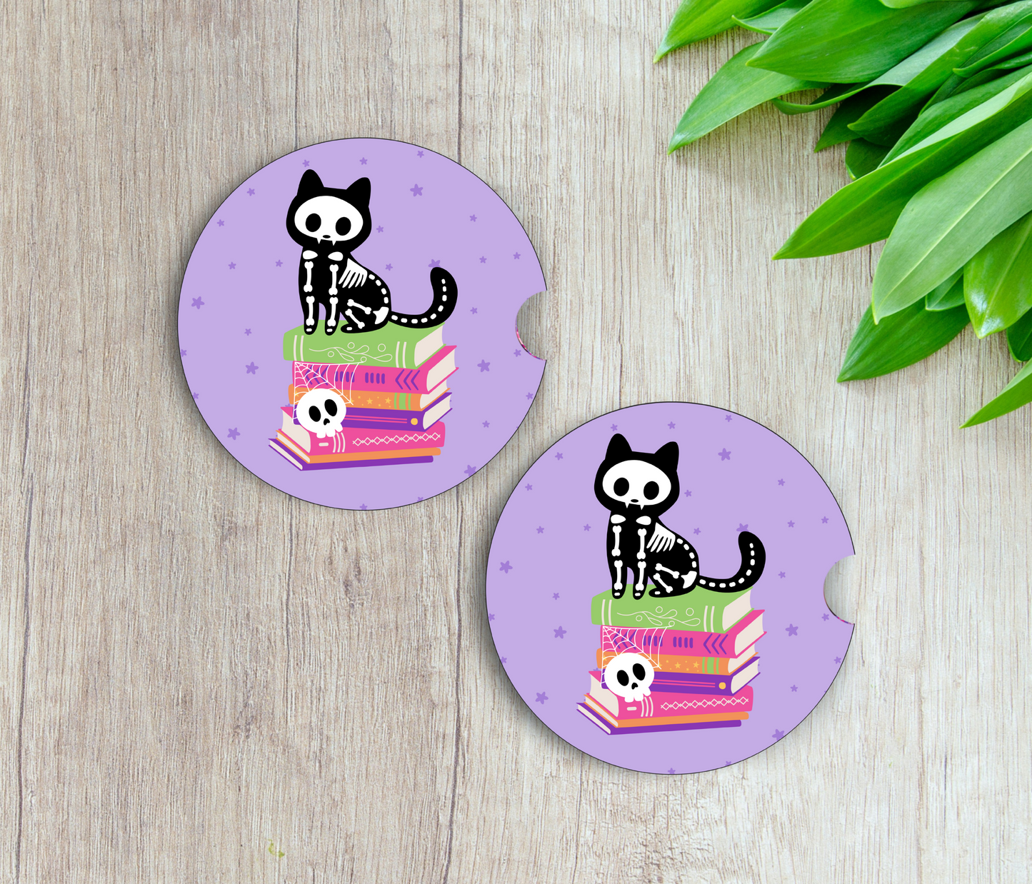PREORDER: Skeleton Cat Car Coaster Set