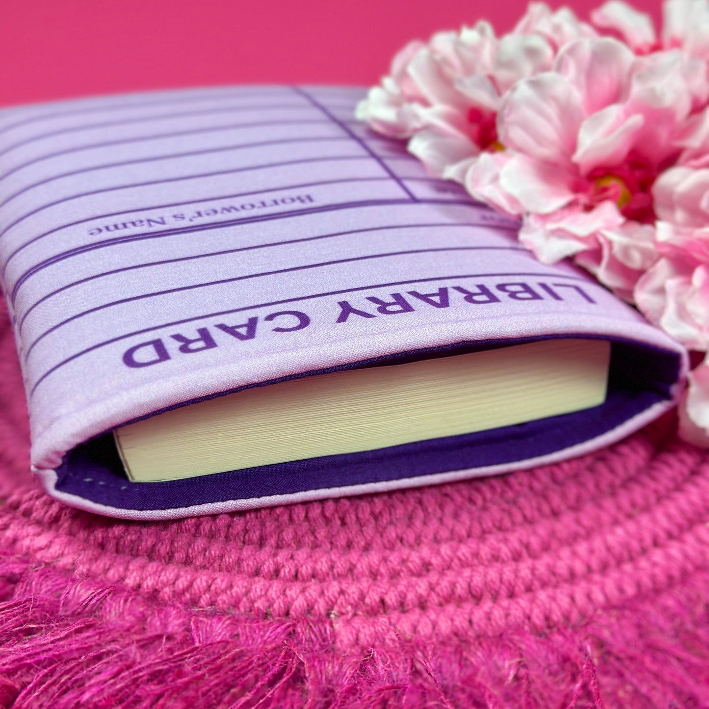 Purple Library Card Book Sleeve