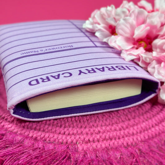 Purple Library Card Book Sleeve