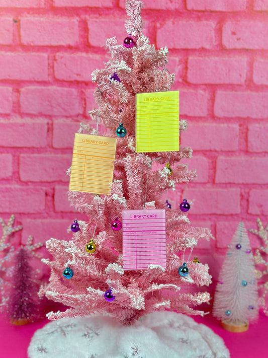 Yellow Library Card Ornament