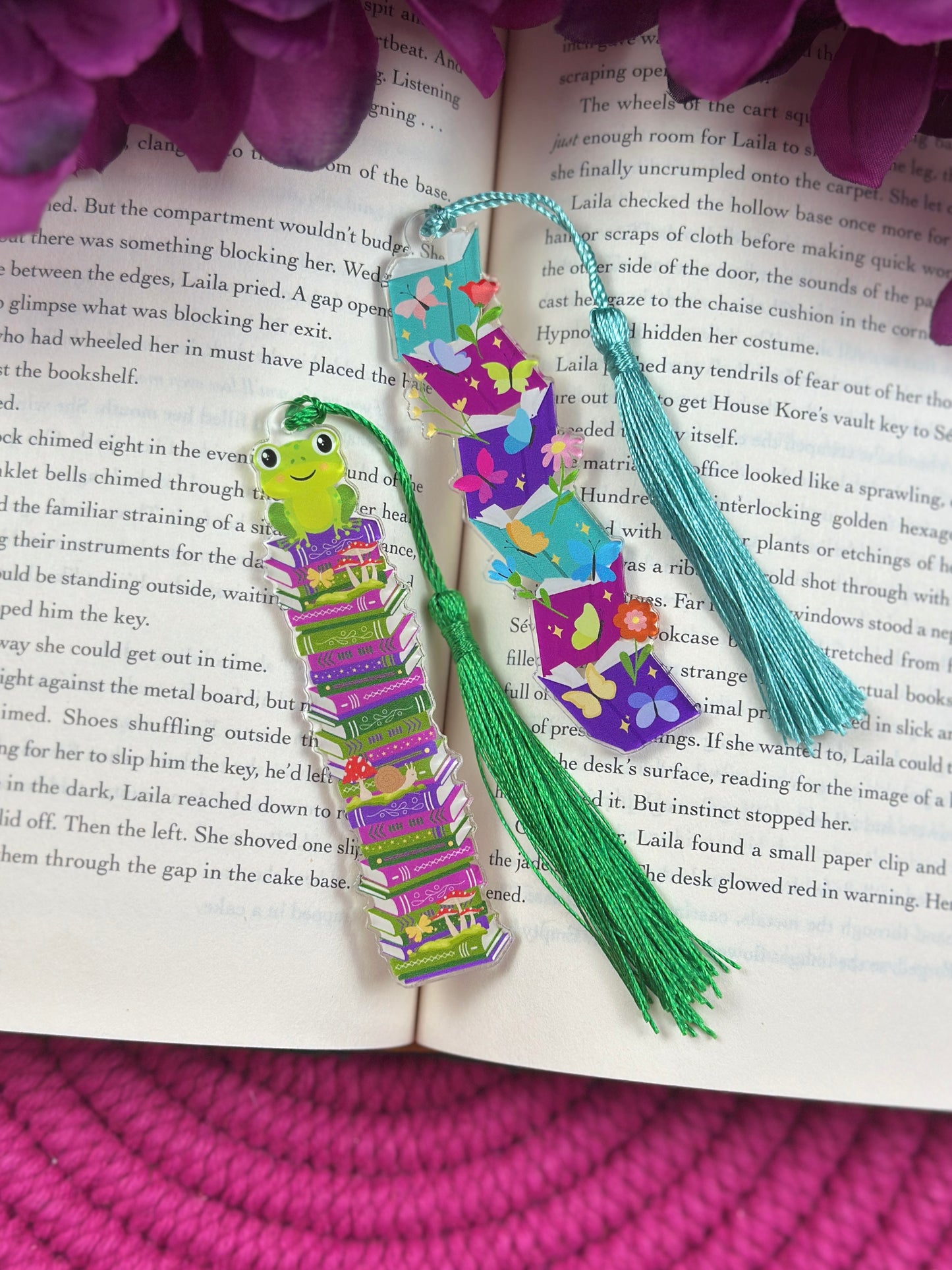 Frog Bookstack Acrylic Bookmark