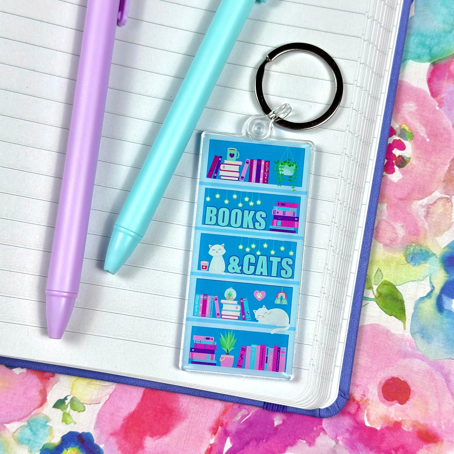 Books & Cats Keychain