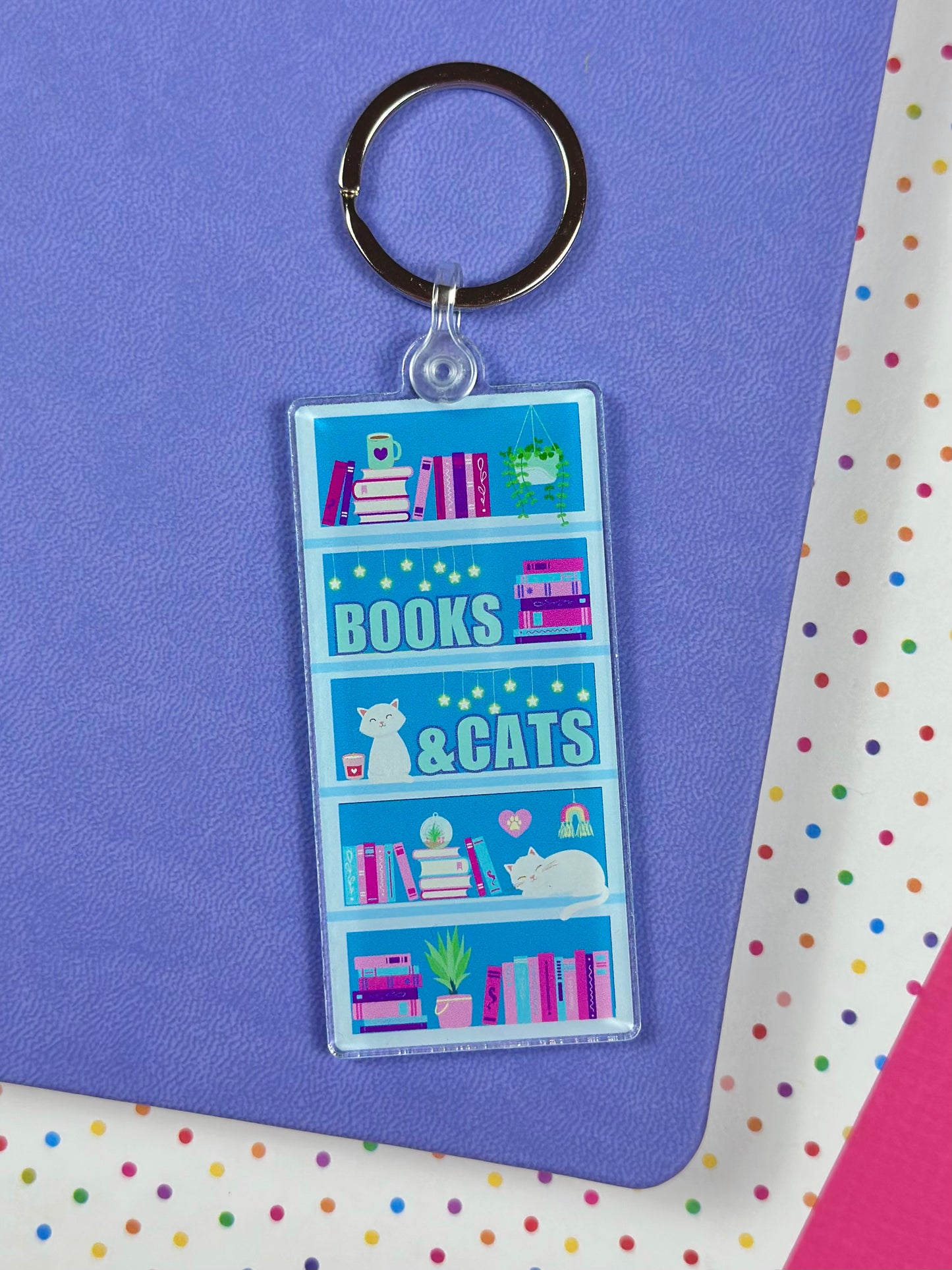 Books & Cats Keychain