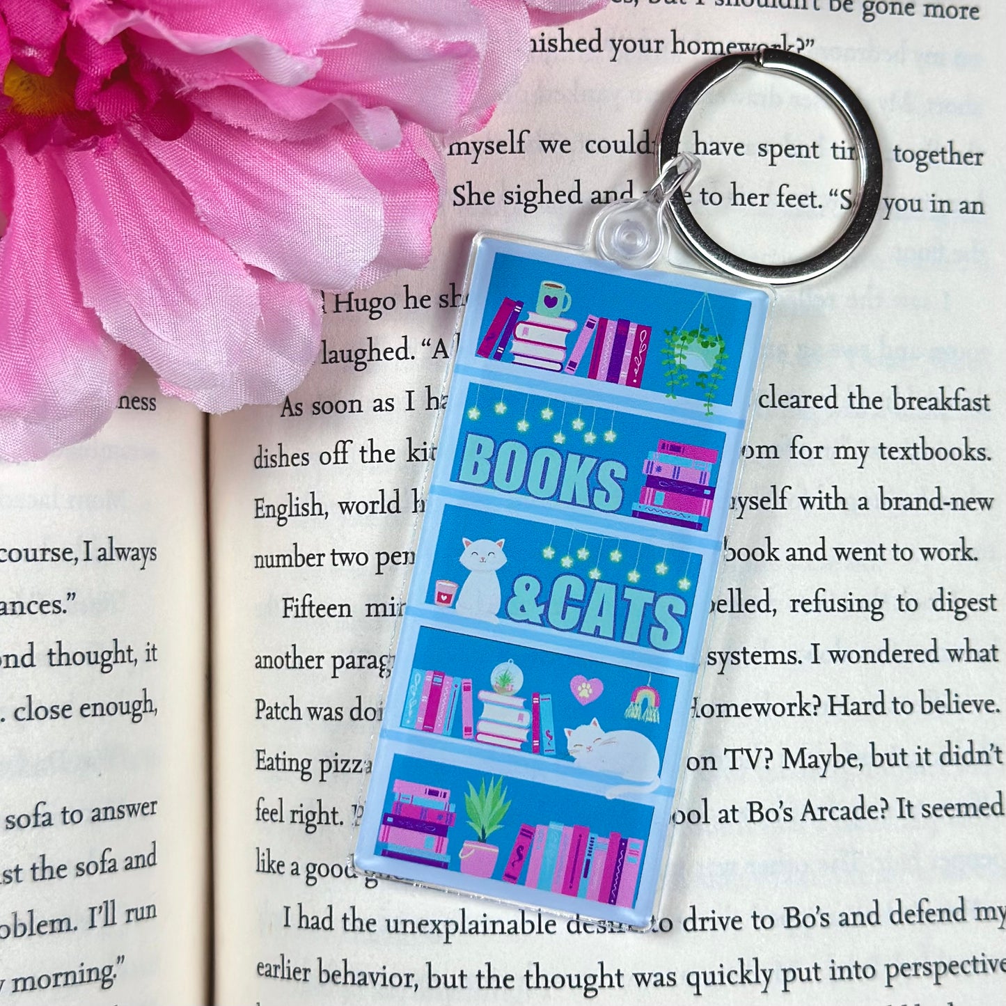 Books & Cats Keychain