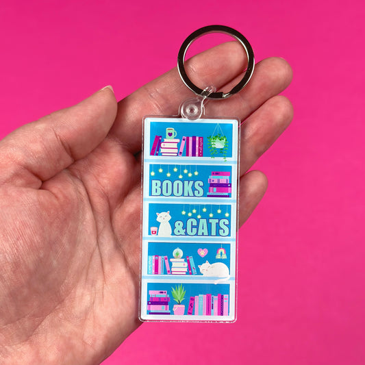 Books & Cats Keychain