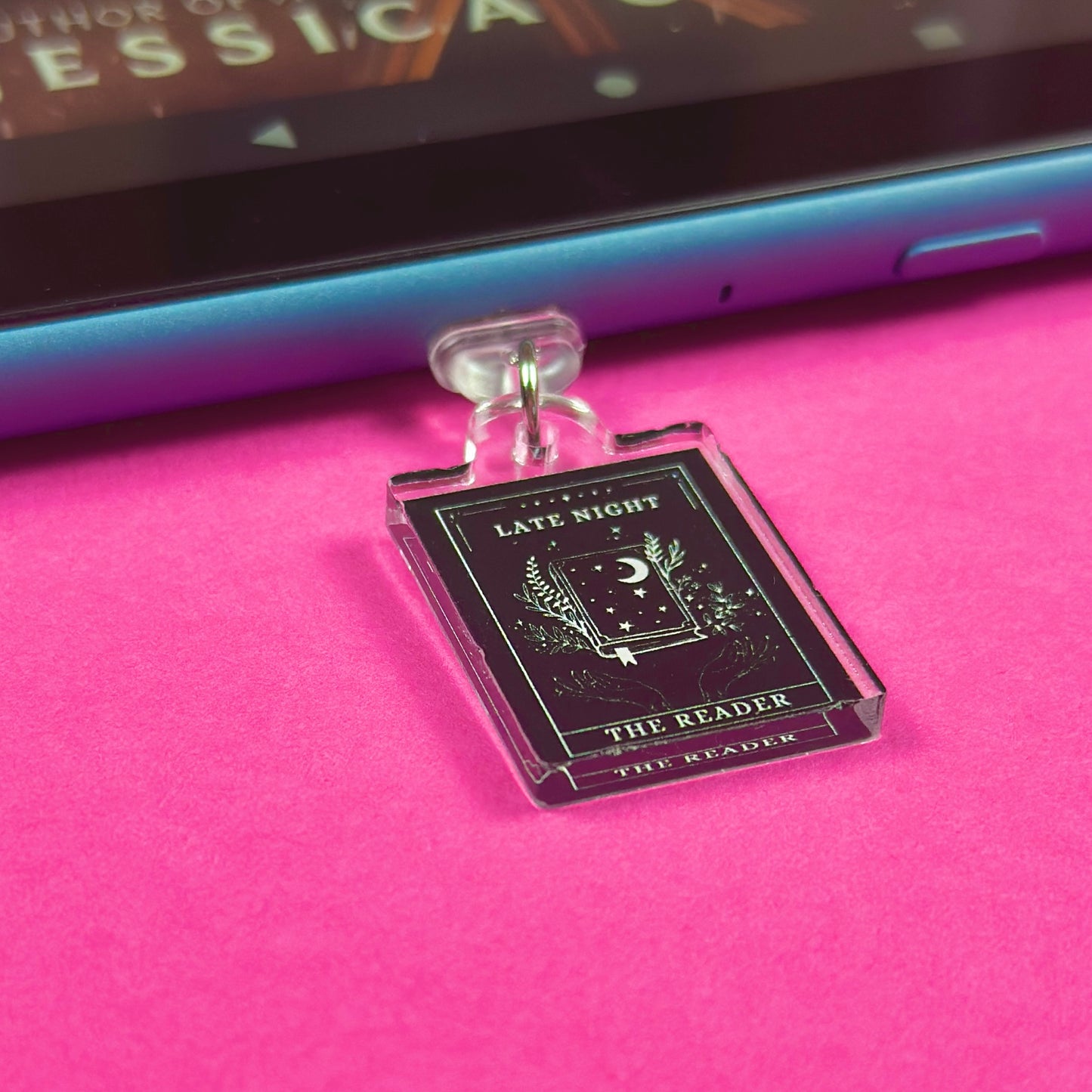 Late Night Reader Tarot Card Kindle Charm