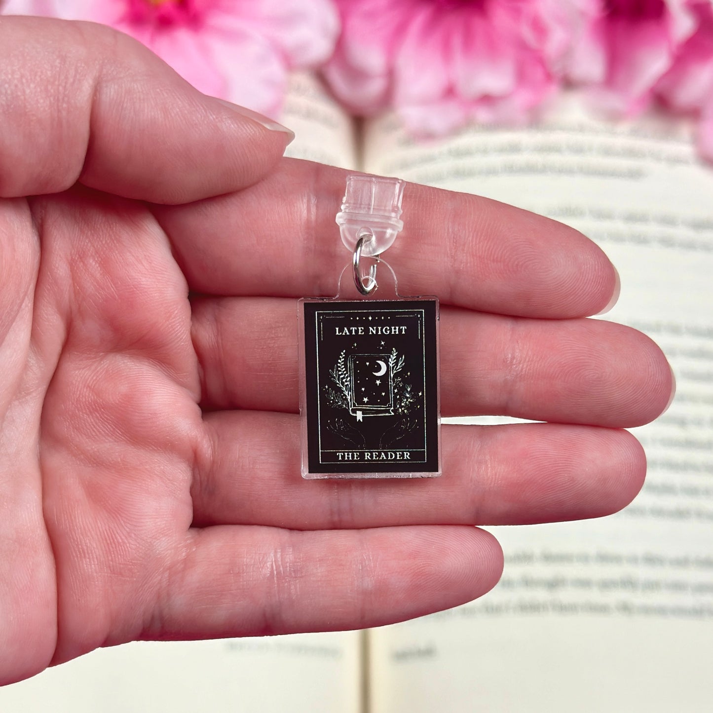 Late Night Reader Tarot Card Kindle Charm