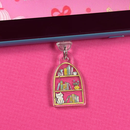 Cat Book Shelf Kindle Charm