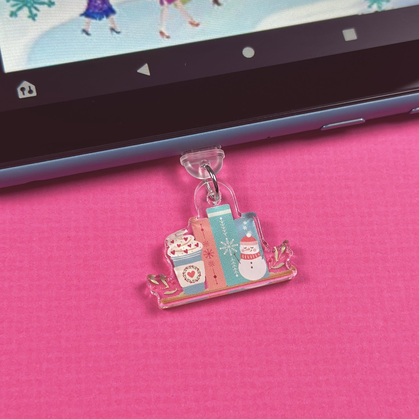 Winter Bookshelf Kindle Charm