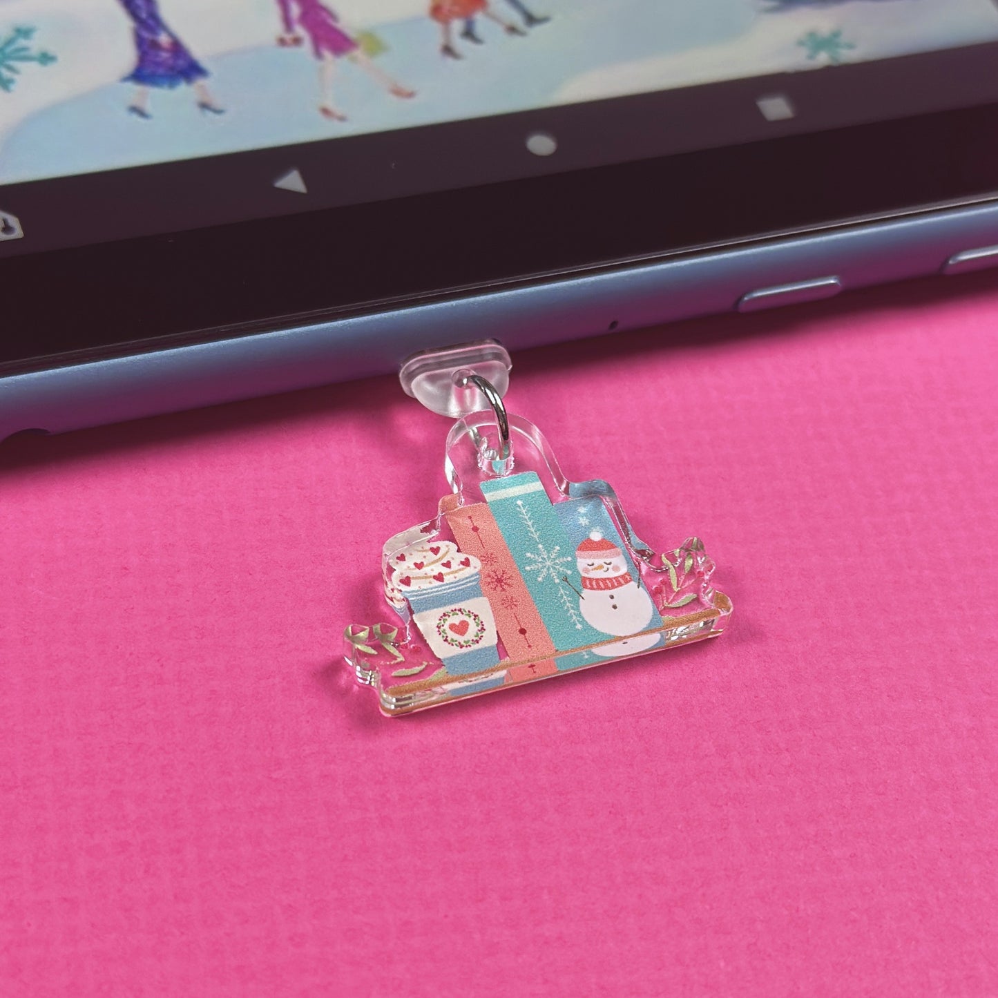 Winter Bookshelf Kindle Charm