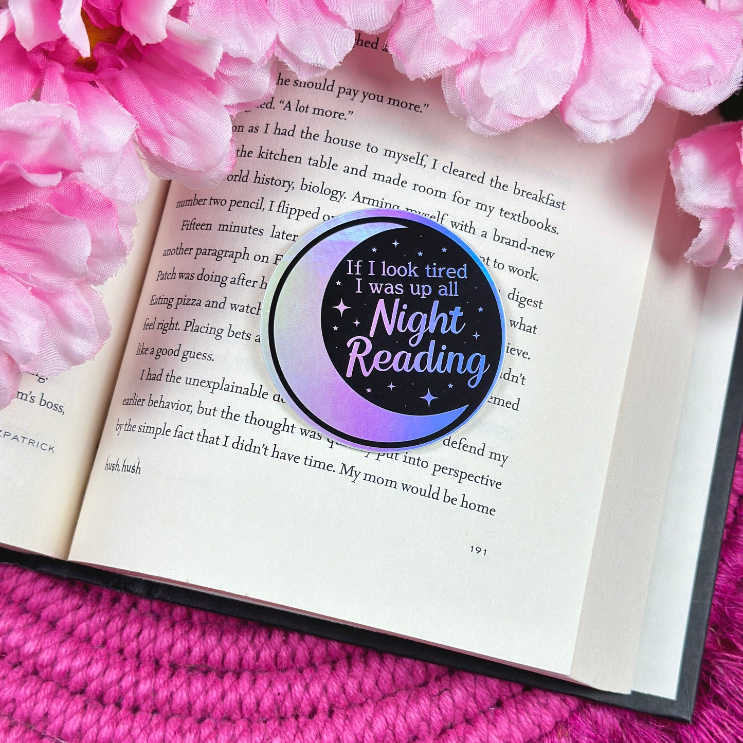 Late Night Reader Holographic Vinyl Sticker