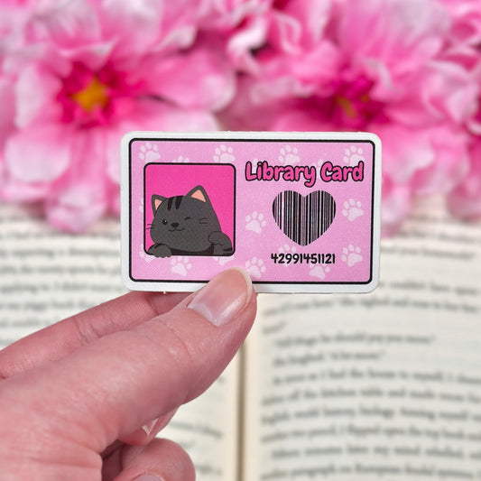 Cat Library Card Vinyl Sticker