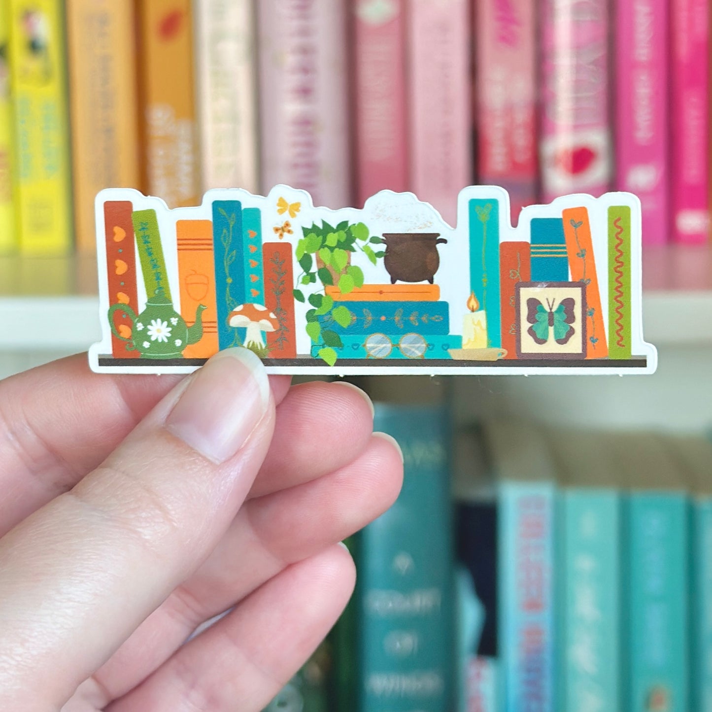 Cottagecore Bookshelf Vinyl Sticker