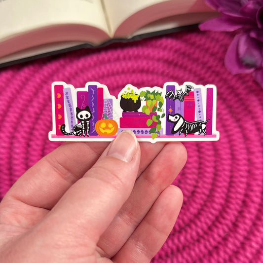 Skeleton Bookshelf Vinyl Sticker