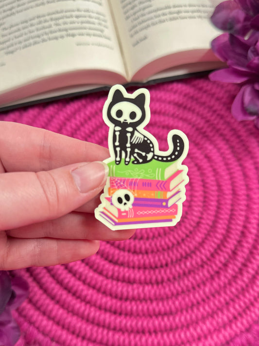 Glow in the Dark Skeleton Cat Vinyl Sticker