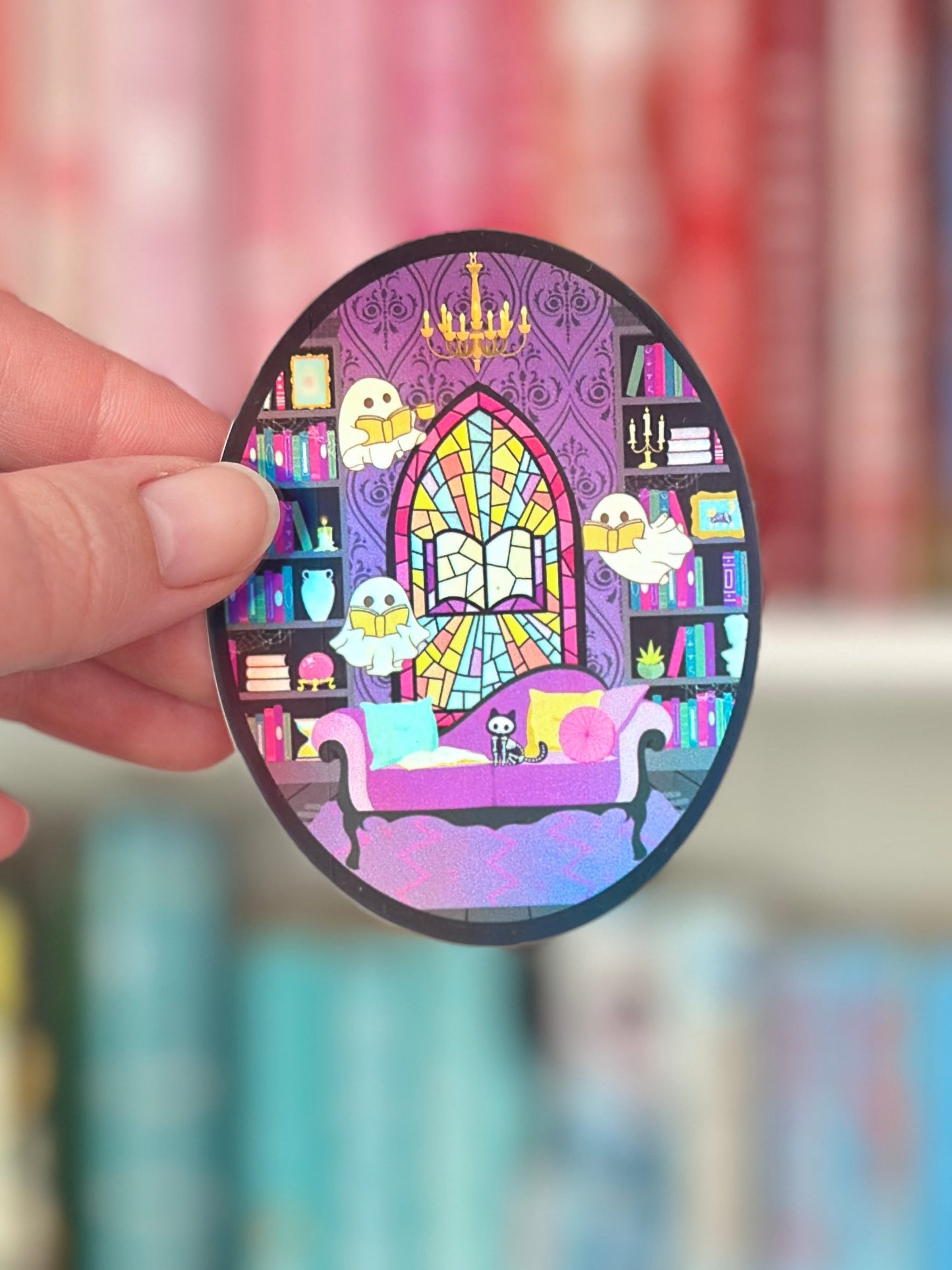 Haunted Library Holographic Sticker