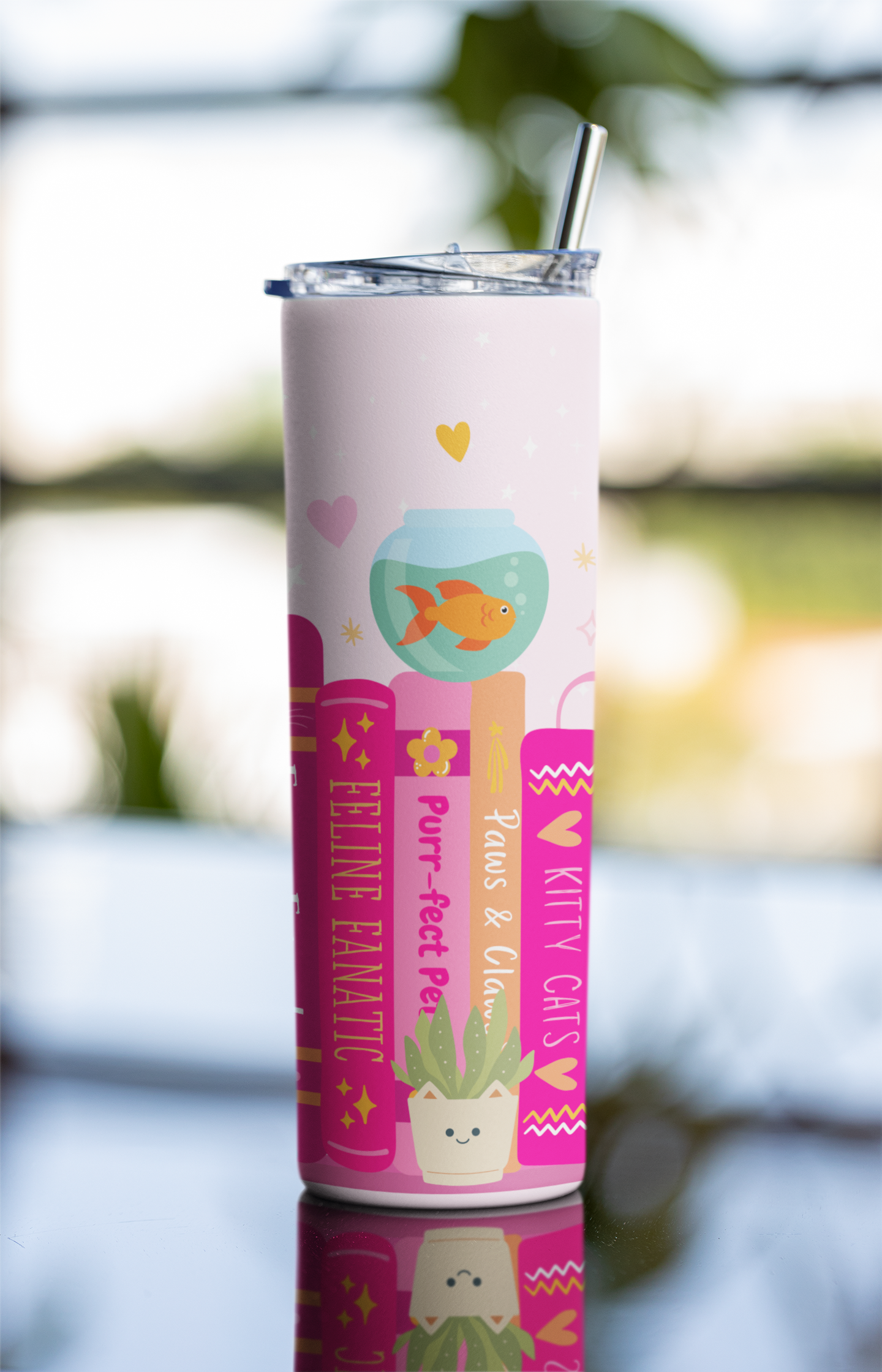 Cat Lover Book Shelf Tumbler