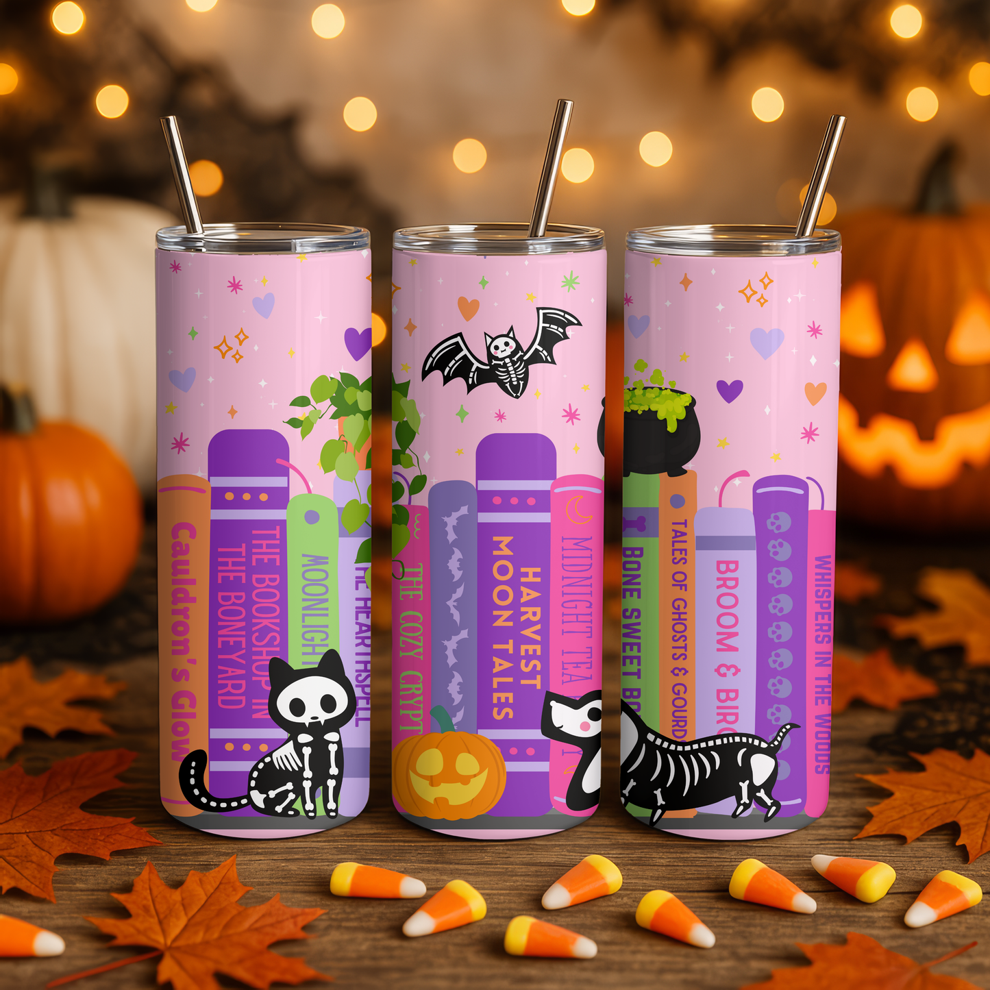 PREORDER: Skeleton Bookshelf Tumbler