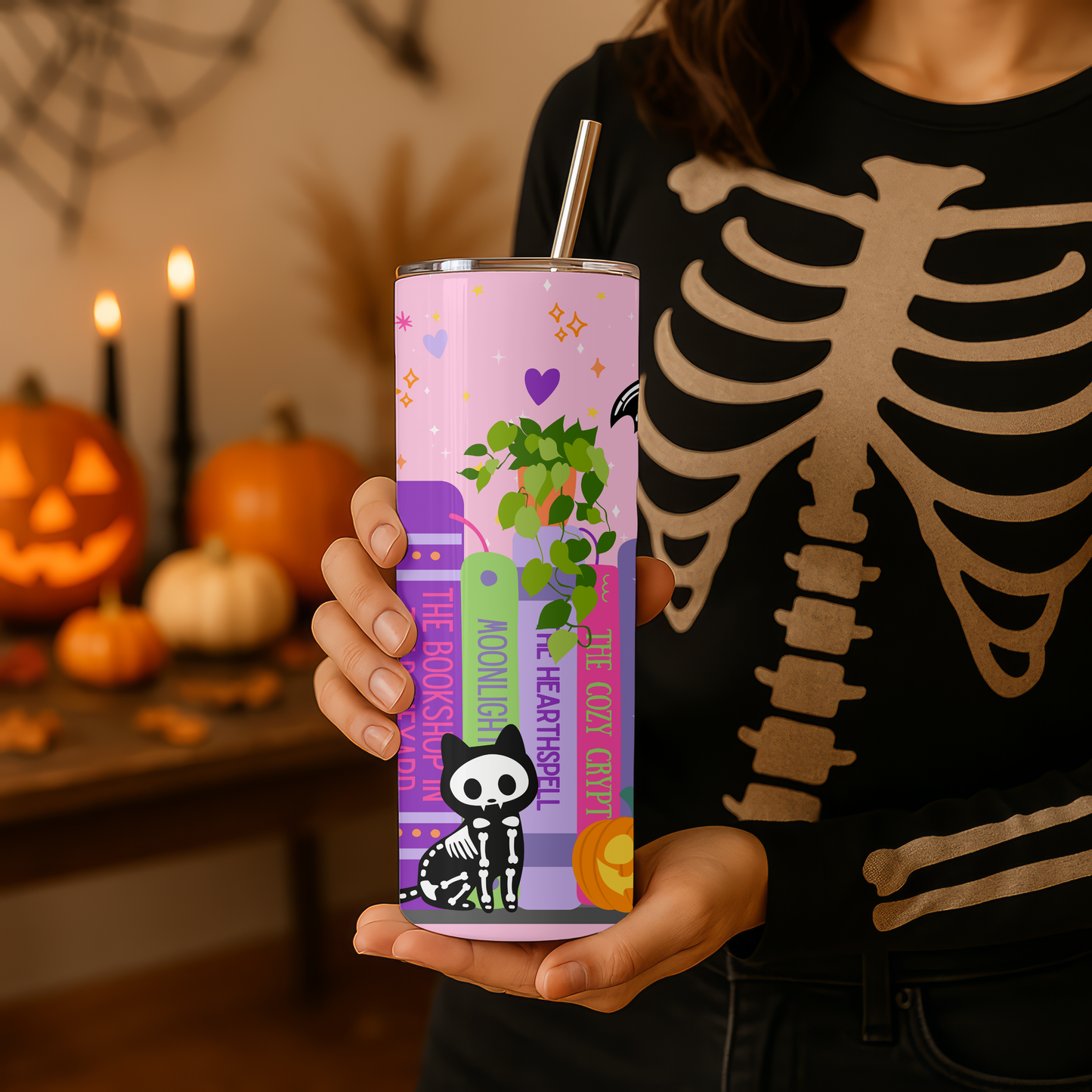 PREORDER: Skeleton Bookshelf Tumbler