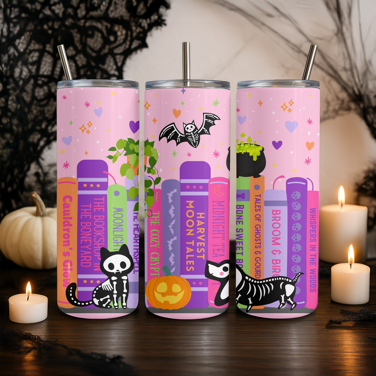 PREORDER: Skeleton Bookshelf Tumbler