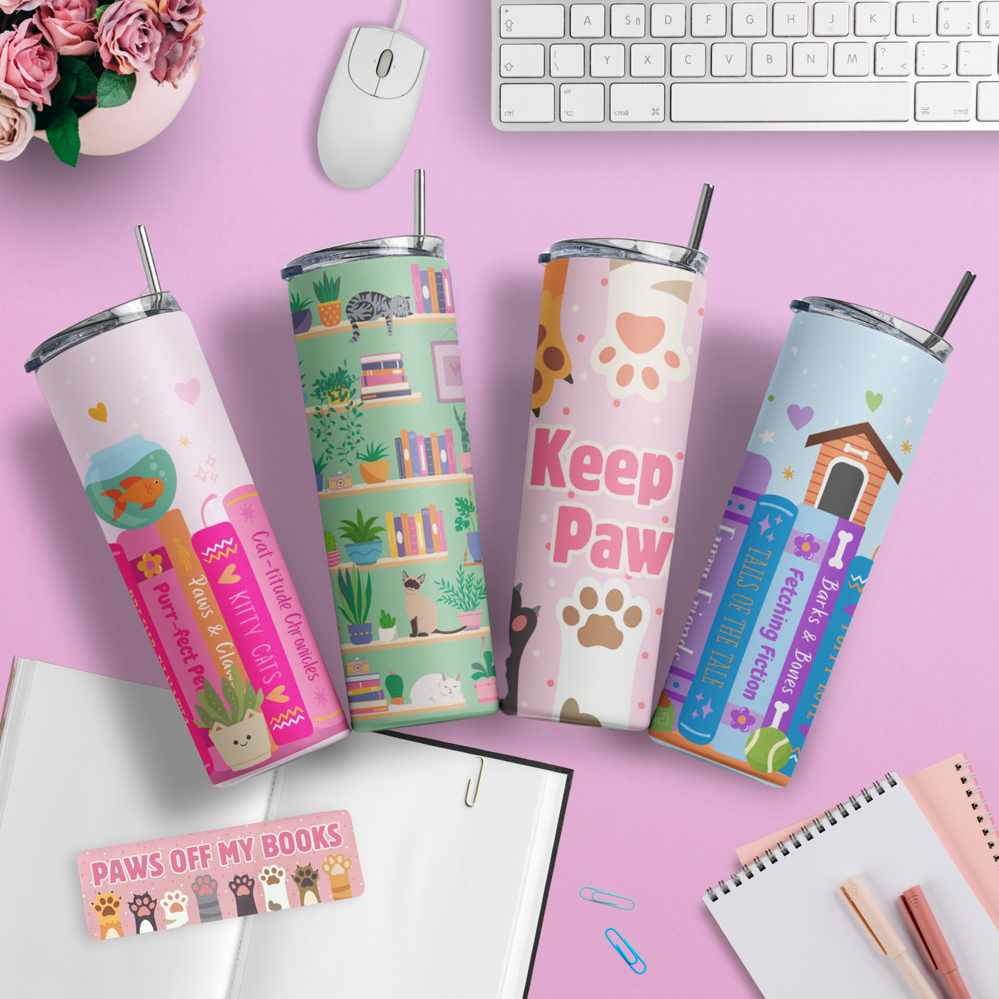 Dog Lover Book Shelf Tumbler