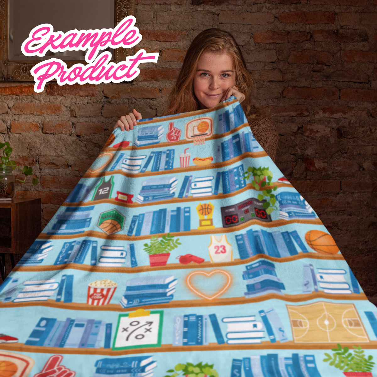 Basketball Romance Bookshelf Seamless Pattern