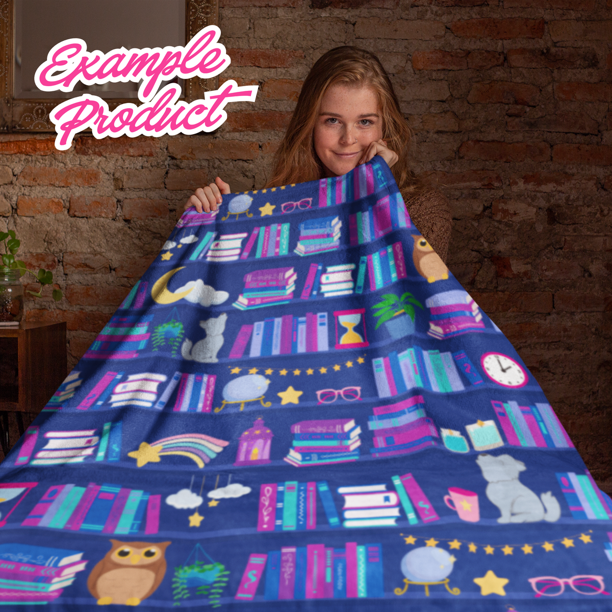 Late Night Reader Bookshelf Seamless Pattern
