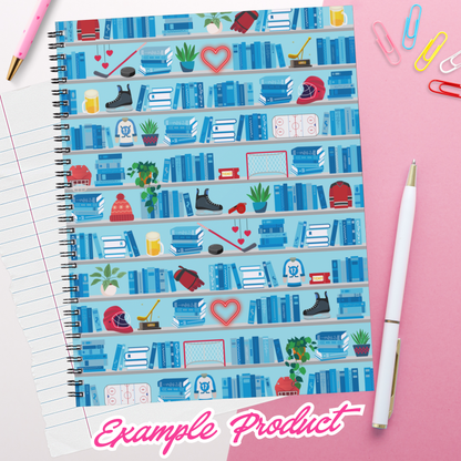 Hockey Romance Bookshelf Seamless Pattern