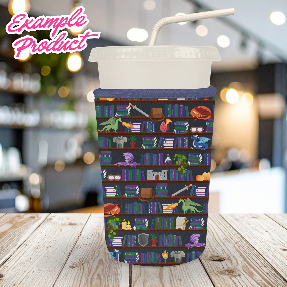 Dragon Rider Bookshelf Seamless Pattern