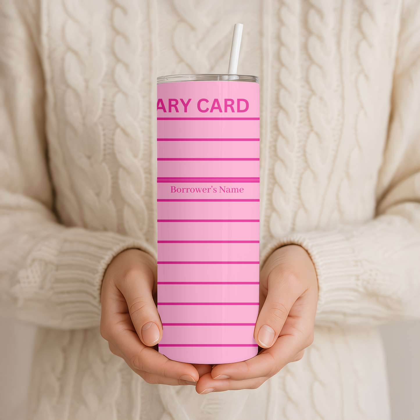 Pink Library Card Tumbler Wrap