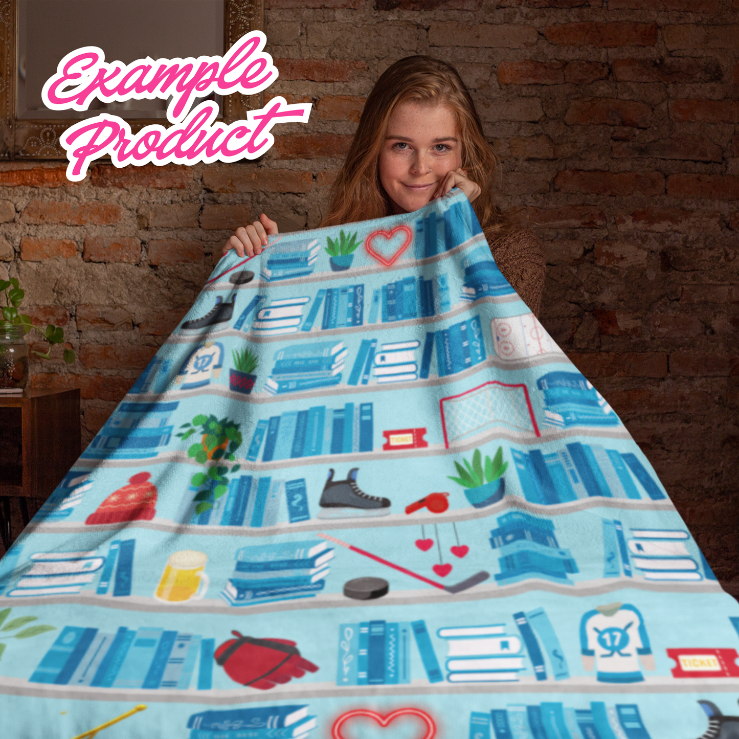 Hockey Romance Bookshelf Seamless Pattern