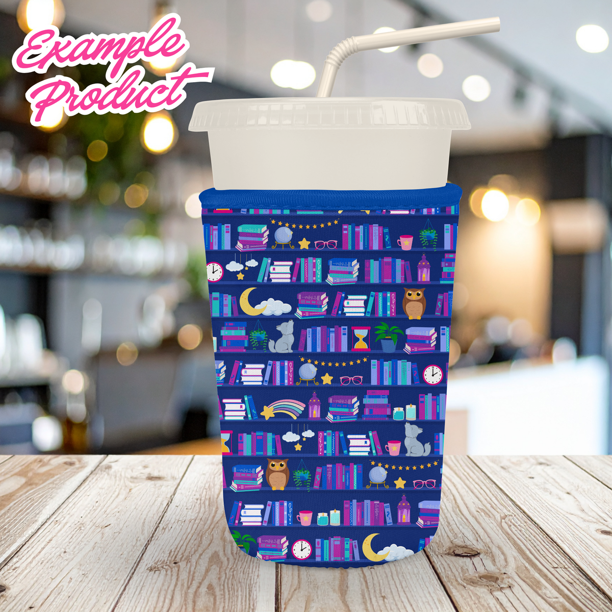 Late Night Reader Bookshelf Seamless Pattern