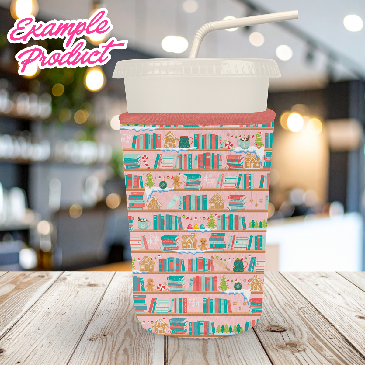 Gingerbread Bookshelf Seamless Pattern