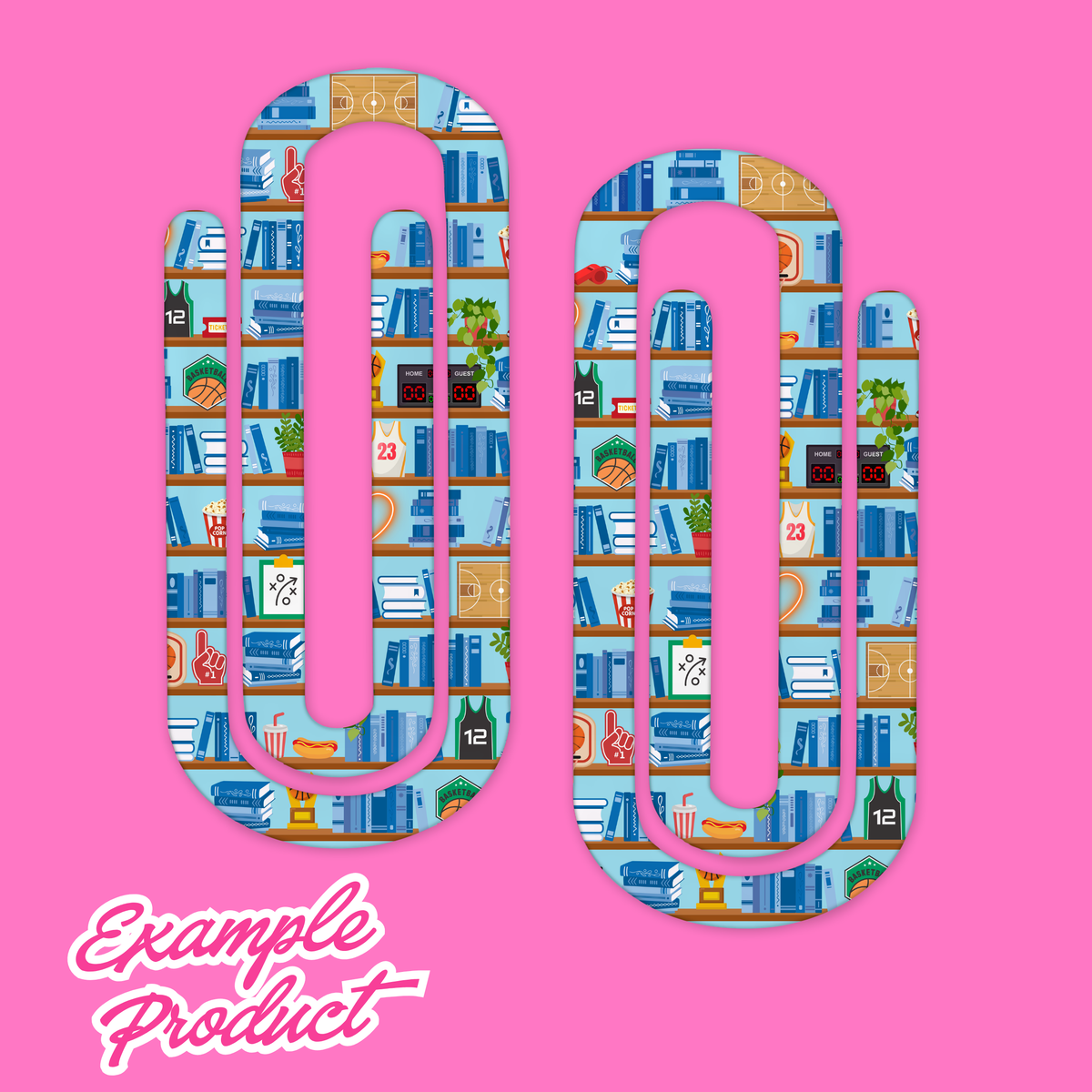 Basketball Romance Bookshelf Seamless Pattern