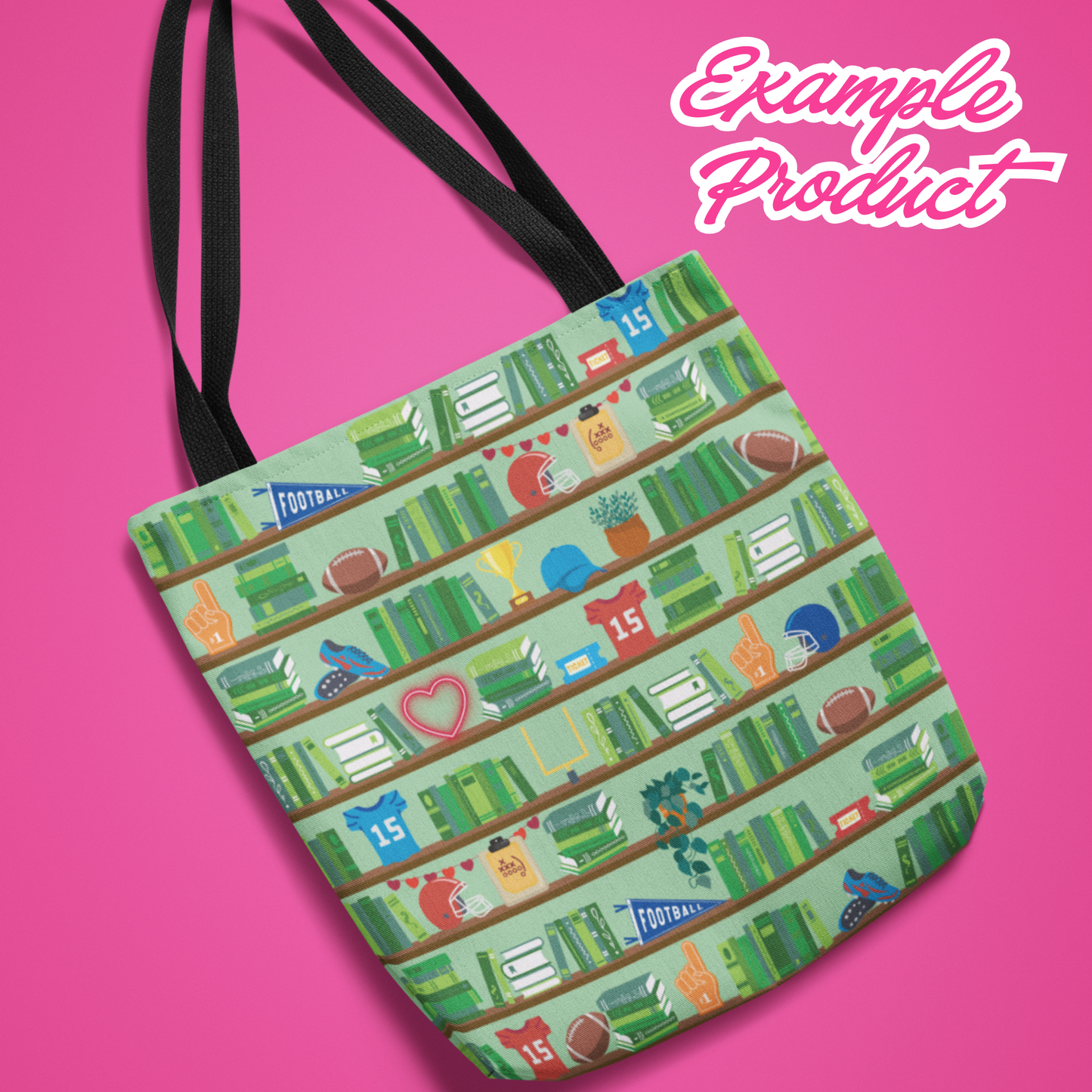 Football Romance Bookshelf Seamless Pattern
