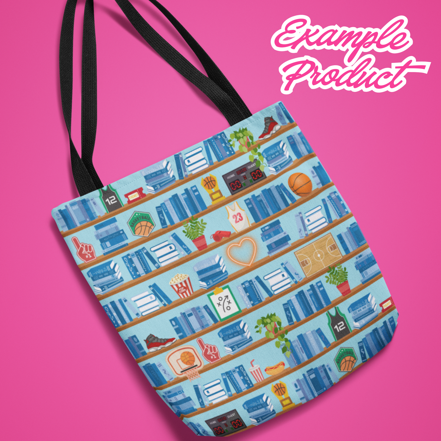 Basketball Romance Bookshelf Seamless Pattern