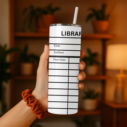 White Library Card Tumbler Wrap