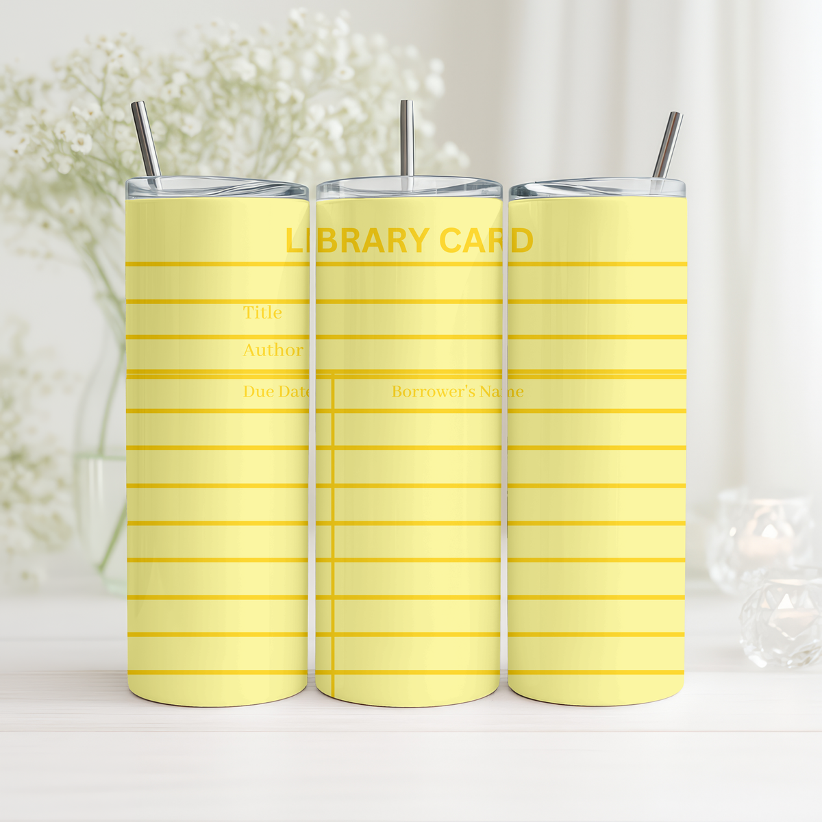 Yellow Library Card Tumbler Wrap