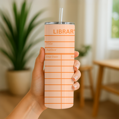 Orange Library Card Tumbler Wrap