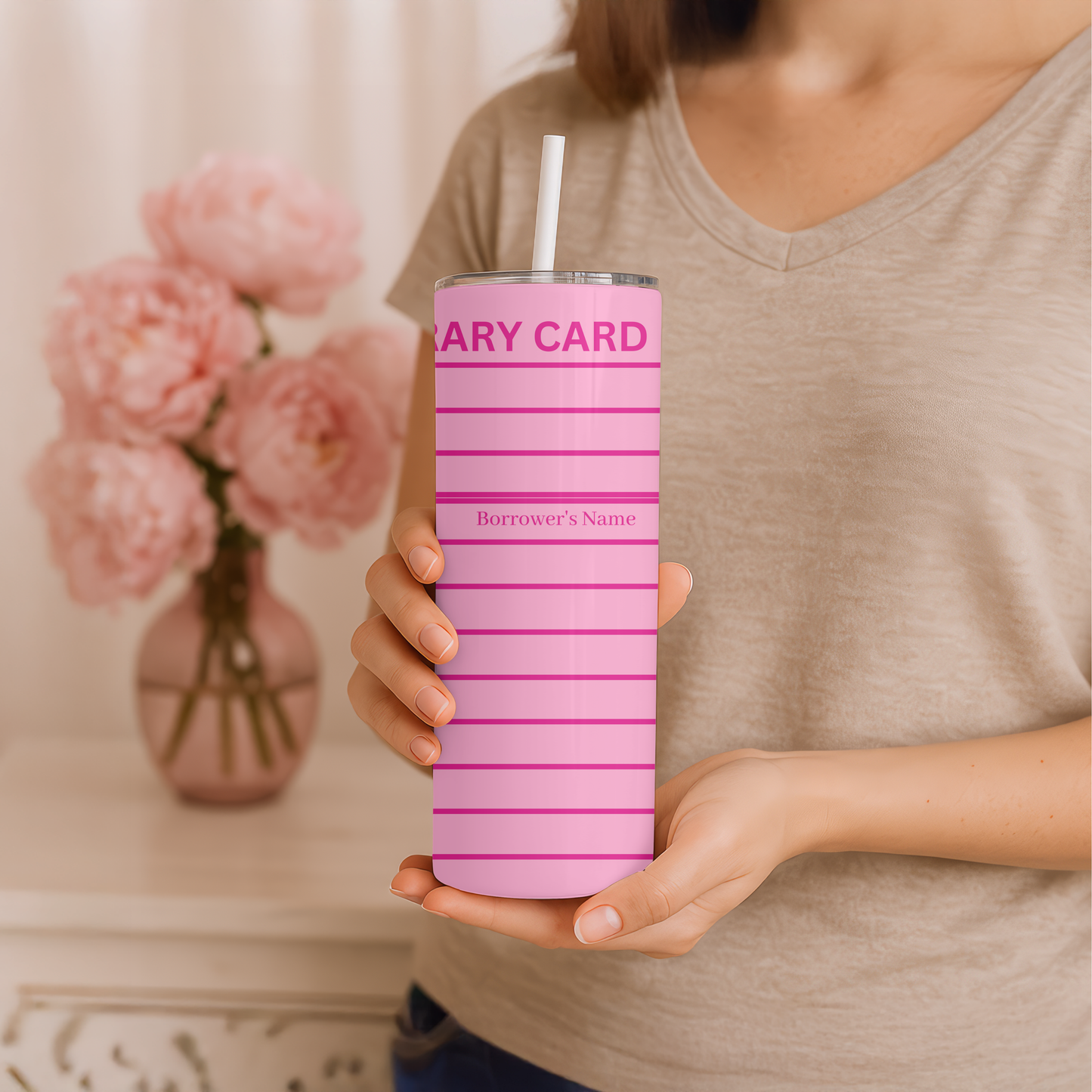 Pink Library Card Tumbler Wrap