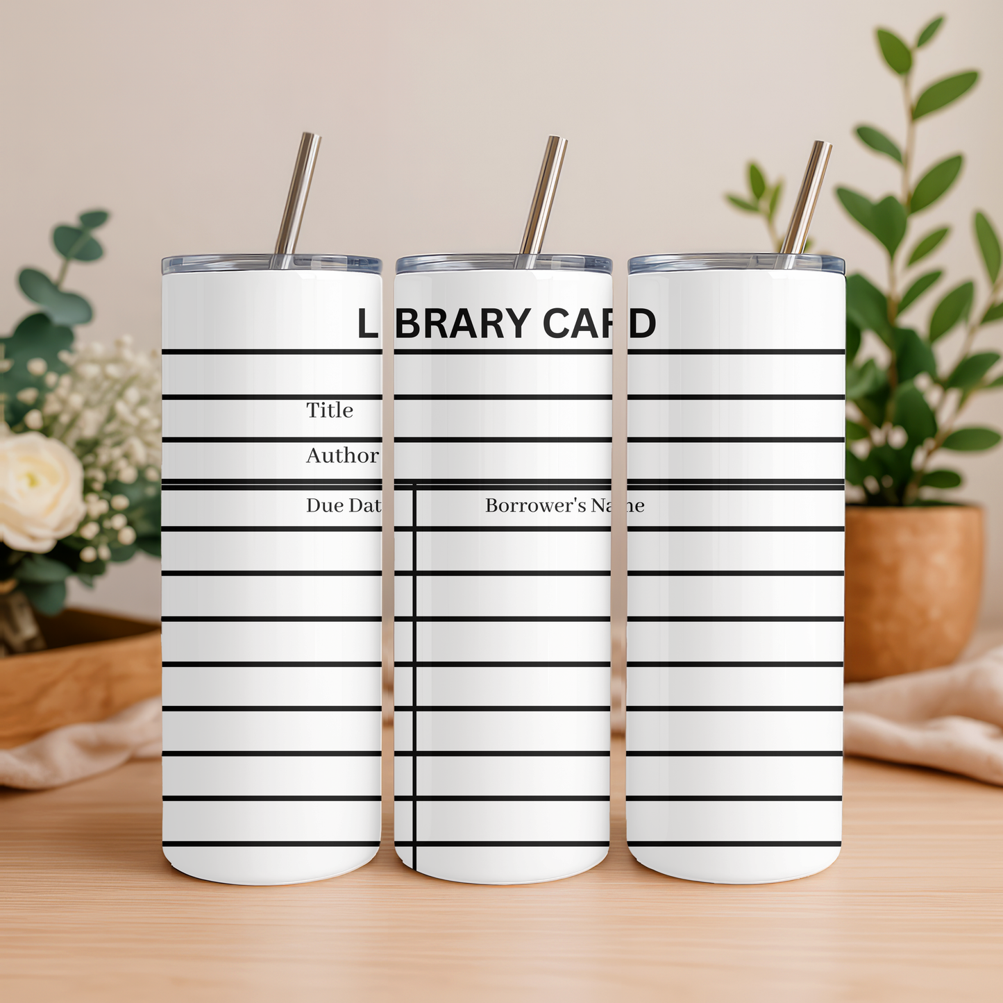 White Library Card Tumbler Wrap