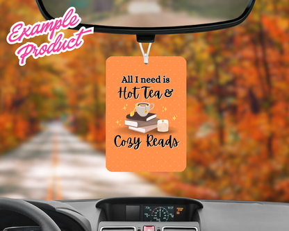 Hot Tea & Cozy Reads Car Freshener Design