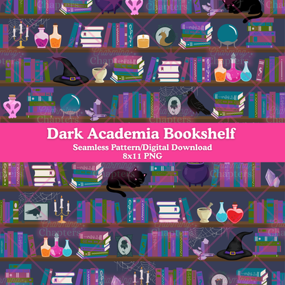 Dark Academia Bookshelf Seamless Pattern