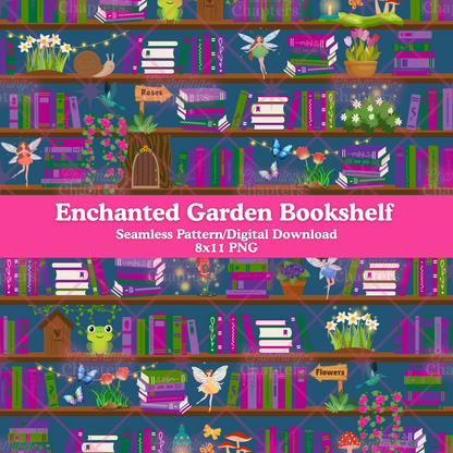 Blue Enchanted Garden Seamless Pattern